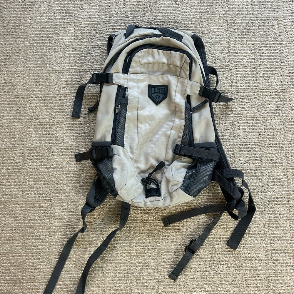 Quest Beige & Black Hiking Backpack – Adjustable Straps – Outdoor Travel Bag
